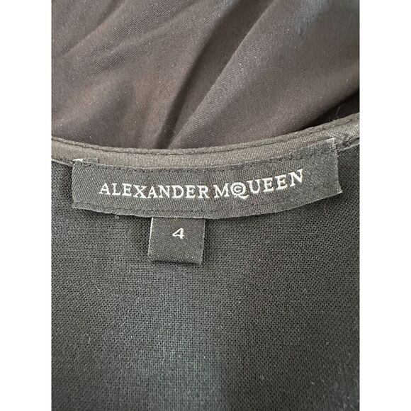 VINTAGE SUPER UNIQUE ALEXANDER MCQUEEN Black Toga Dress with Gold Size 4 - Picture 4 of 8